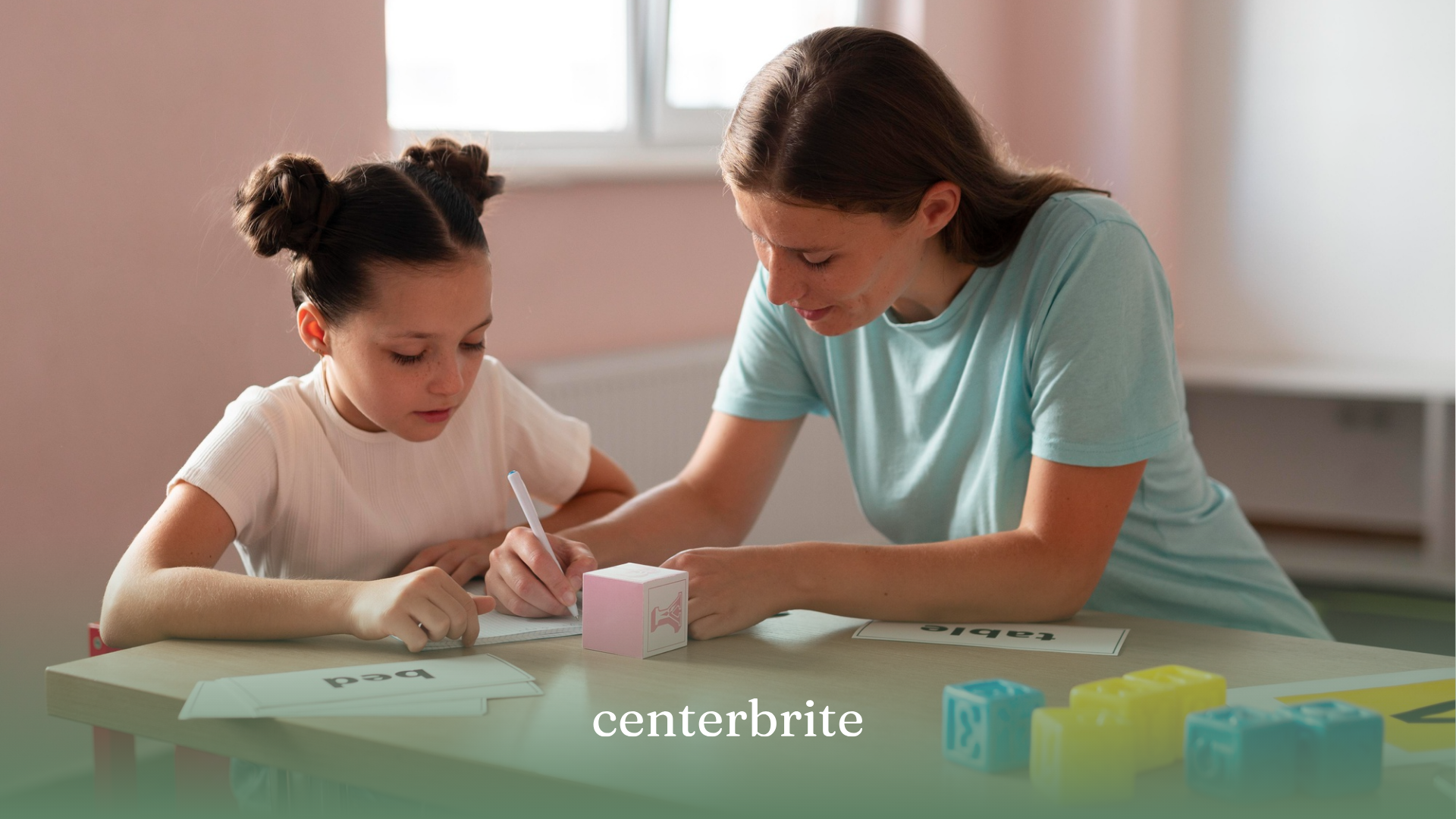A kid and an ABA therapist during ABA therapy